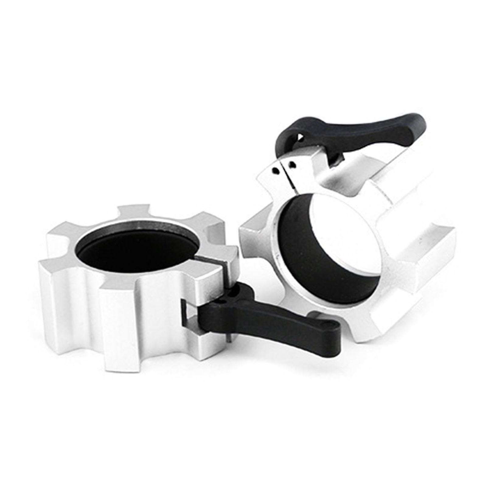 Lot de 2 colliers de serrage pour haltères de 50 mm, en alliage d'aluminium, à dégagement rapide, pour entraînement physique et musculation, argent