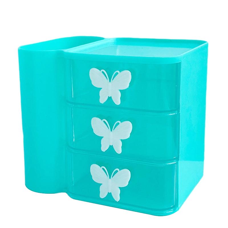 Drawer Type Desktop Storage Box with Pen Holder Multi-Layer Dustproof Sundries Case Makeup Container