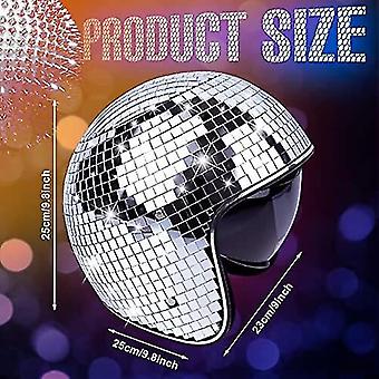 Casque Disco Ball GIMOCOOL - Visière Rétractable - Effet Miroir Pailleté - Pour Fête, DJ, Festival
