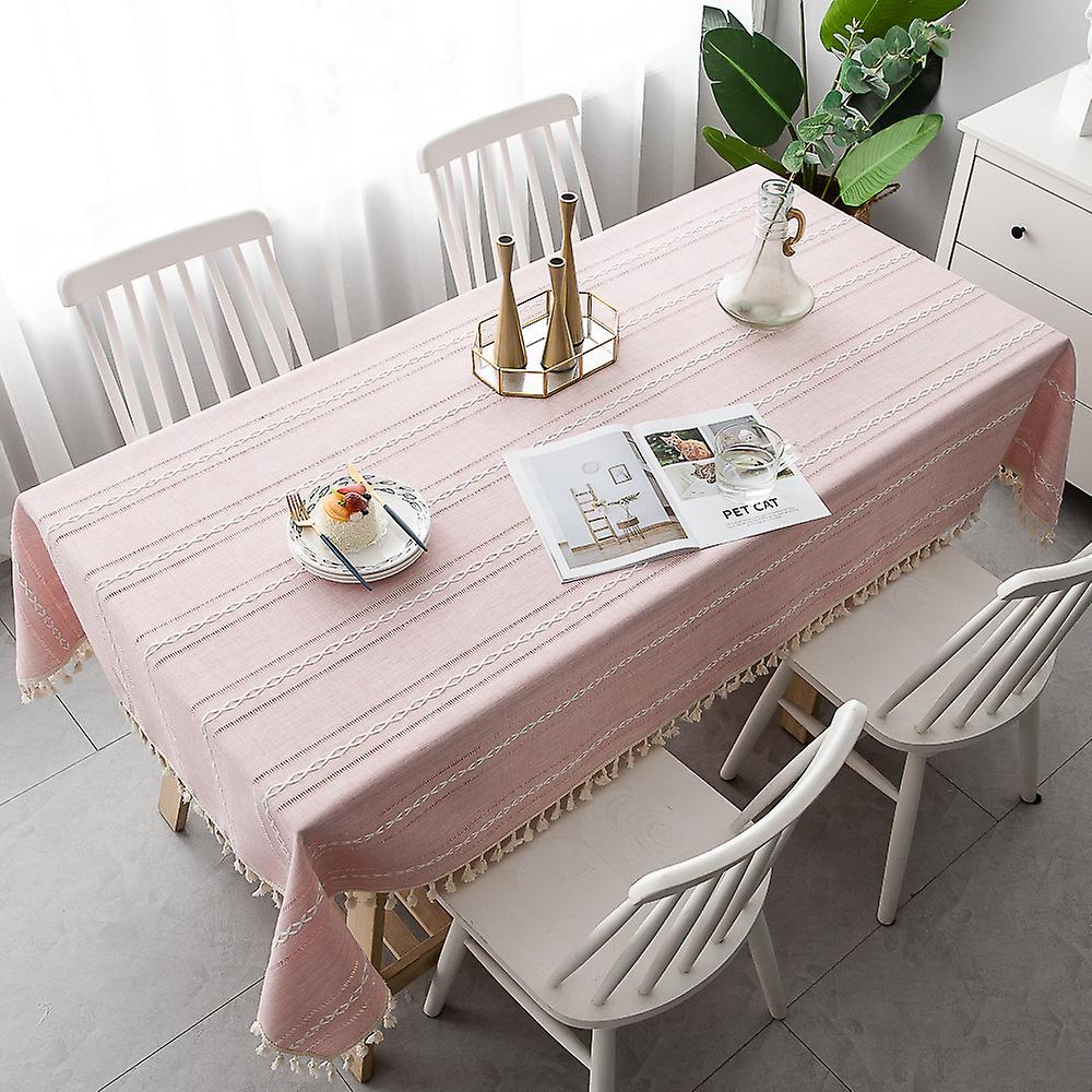 Rectangular Table Cloth for Dining Room Kitchen Decor,140cm x 240cm,Elegant Cute for Kitchen Table Decoration,Pink
