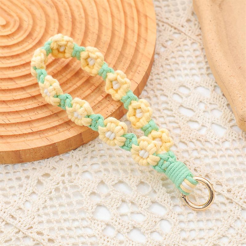 2pcs Women's Macrame Keychain Boho Handmade Keychain Flower Floral Wrist Lanyard