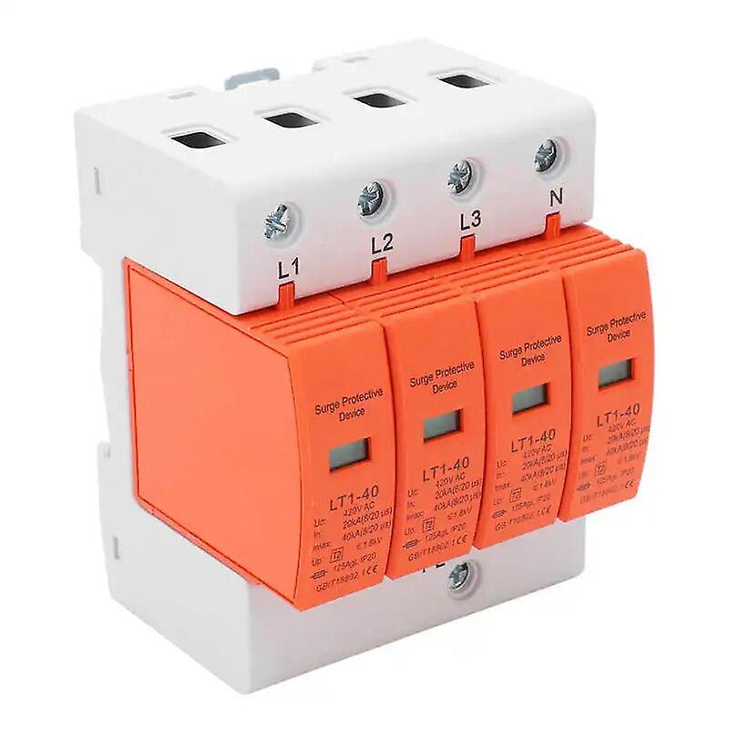 AC Surge Protector Fast Response 36mm 4P Rail Mount Surge Protection Device 20-40KA 420V Electric Limiting Device~9017