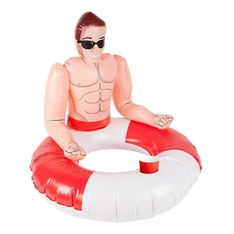 Inflatable Lifeguard Hunk Swim Ring Red White 50885