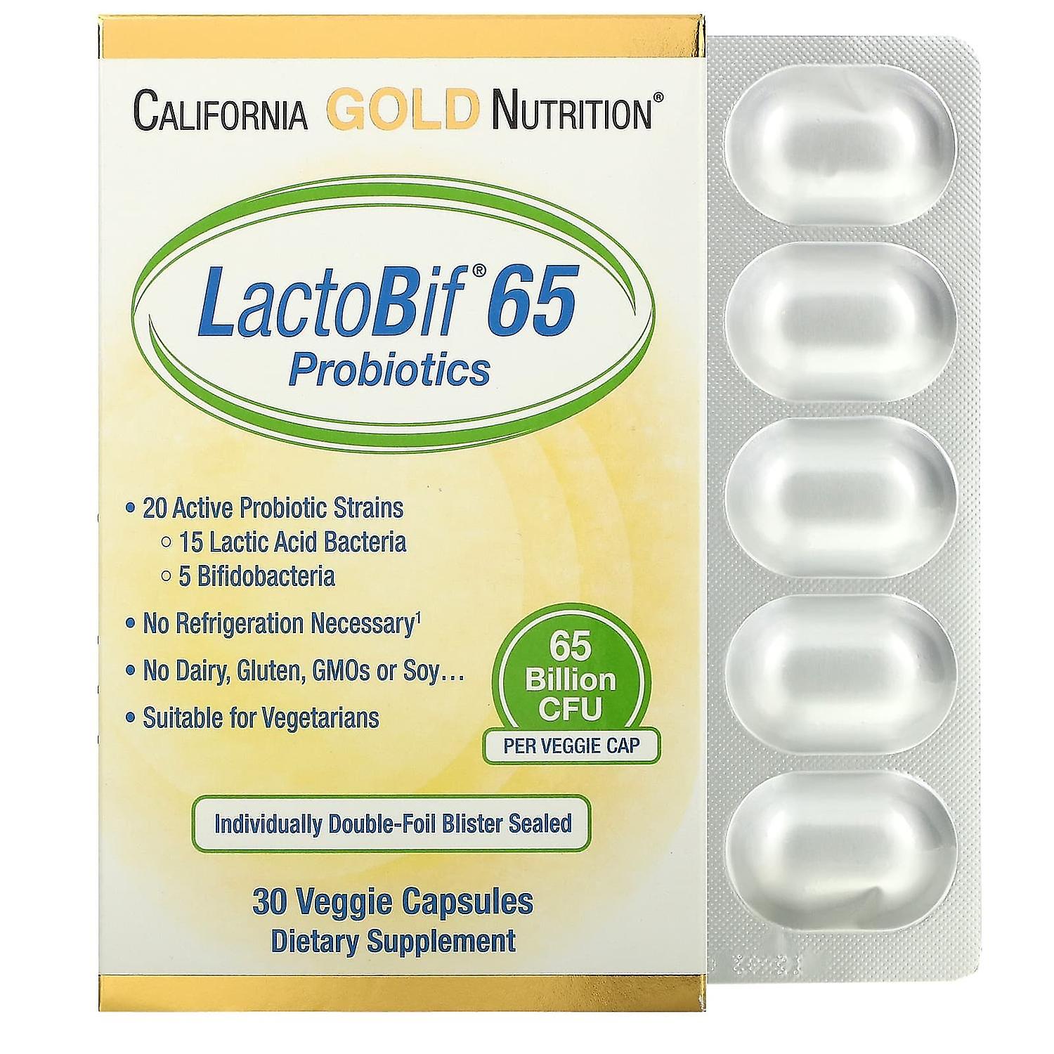 California Gold Nutrition, LactoBif 65 Probiotics, 65 Billion CFU, 30 Veggie Capsules