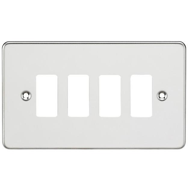 Knightsbridge Flat plate 4G grid faceplate - polished chrome - GDFP004PC