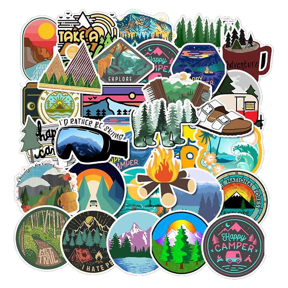 Lot De 50 Autocollants Randonnée Camping Pêche - Décore Ton Téléphone, Ton PC Ou Ton Journal