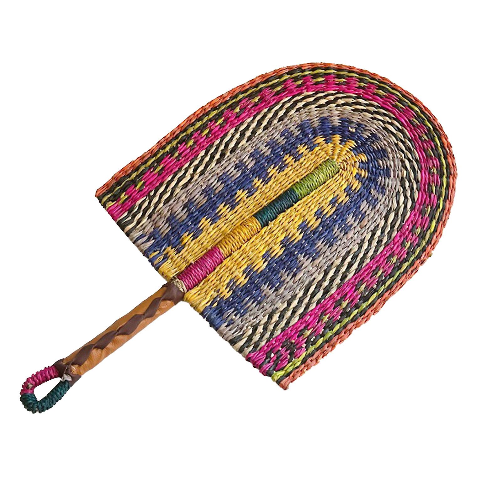 Handmades Seagrass Weaving Handheld Fan Stylish Elegant Straw Fan Decoration For Beach Party