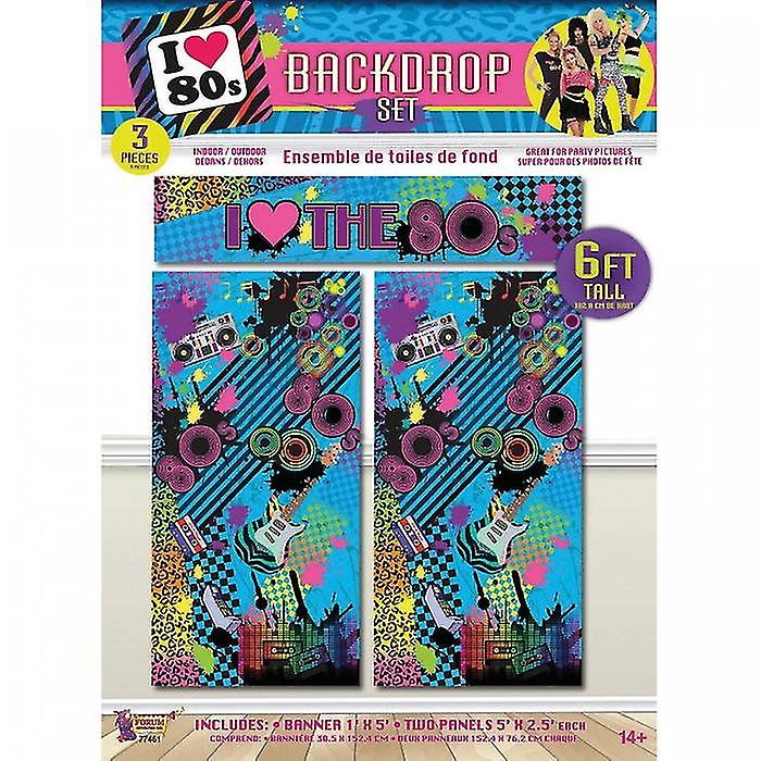 Bristol Novelty I Love The 80s Photo Backdrop (Pack of 3)