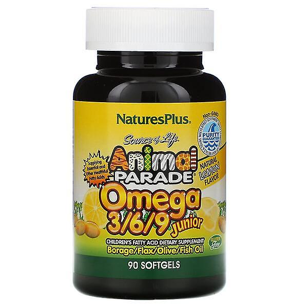 NaturesPlus, Source of Life, Animal Parade, Omega 3/6/9 Junior, Natural Lemon Flavor, 90 Softgels