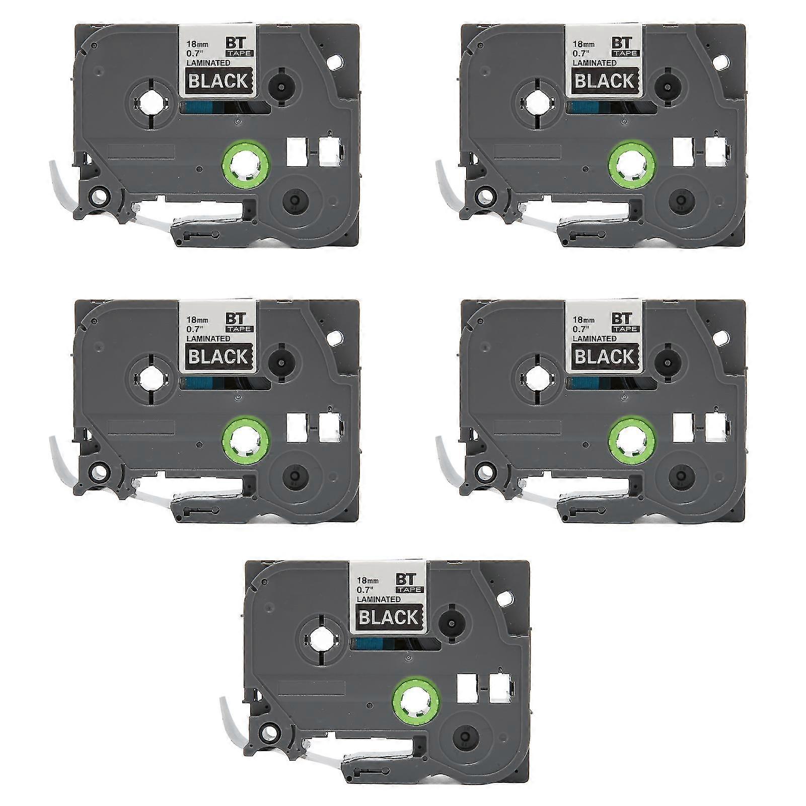 18mm Label Maker Tape - 5pcs Replacement for Tze 241 Tz241 Black Background with White Letter Compatible with Ptouch PTD400 PTD410 PTD600 Bze 345
