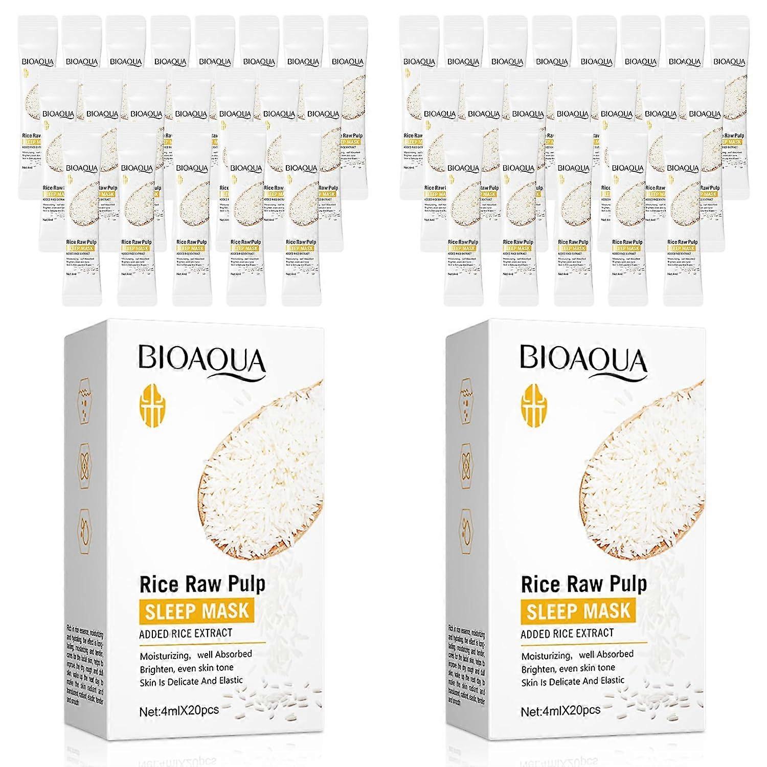 3set Rice Raw Pulp Firming Sleeping Mask(40枚入)、ウォッシュフリー保湿アンチエイジングフェイスマスク(女性用)、スムース&タイトスキン、ポータブル個別パック