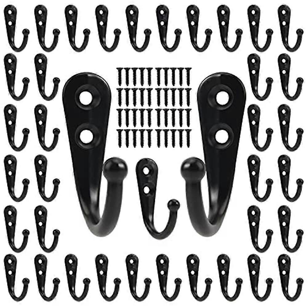 40 Pack Wall Hooks, Towel Hooks Coat Hooks with 80Pcs Screws, Black Wall Hooks for Hanging Coat Sca
