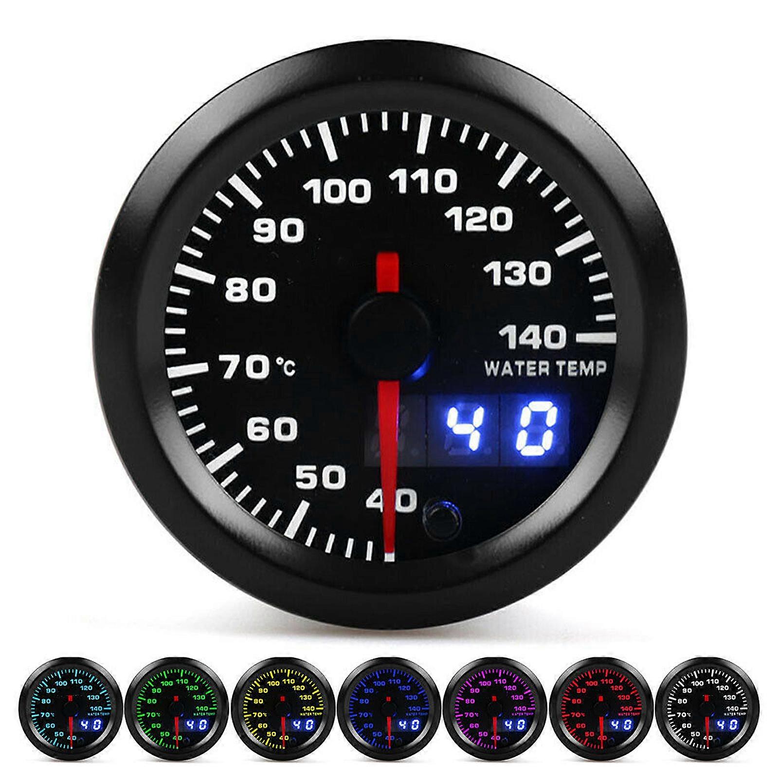 2in Water Temperature Gauge 40-140 Pointer 7 Colors LED Display Universal for 12V Cars