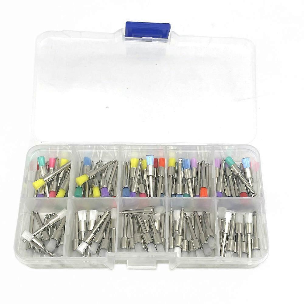 100pcs Dental Prophy Brushes Polishing Polisher Rubber Cup Disposable Latch type Colorful Buff Nylon Bristles Brush