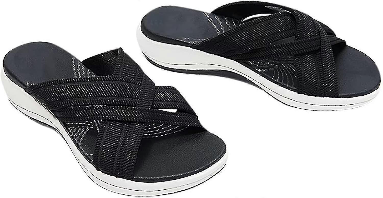Tuote Up-gradation-stretch Cross Orthotic Slide Sandaalit Nainen Sandaalit Kesätossut (musta)