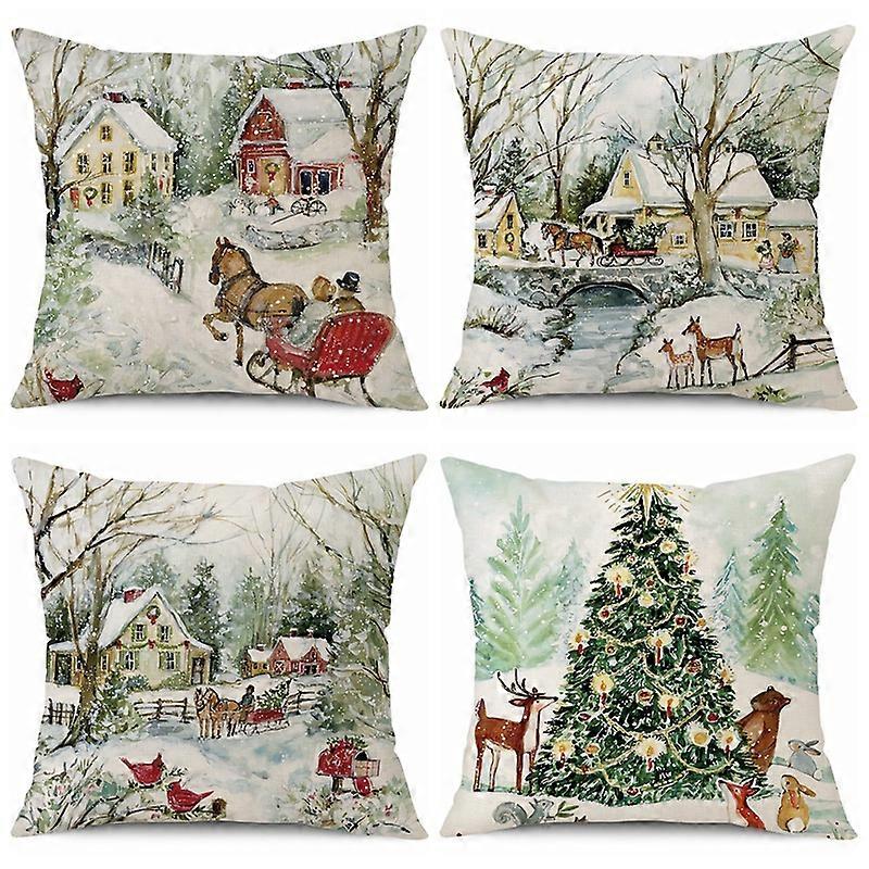 4pcs Christmas Tree Pillow Case Decorate 45x45cm