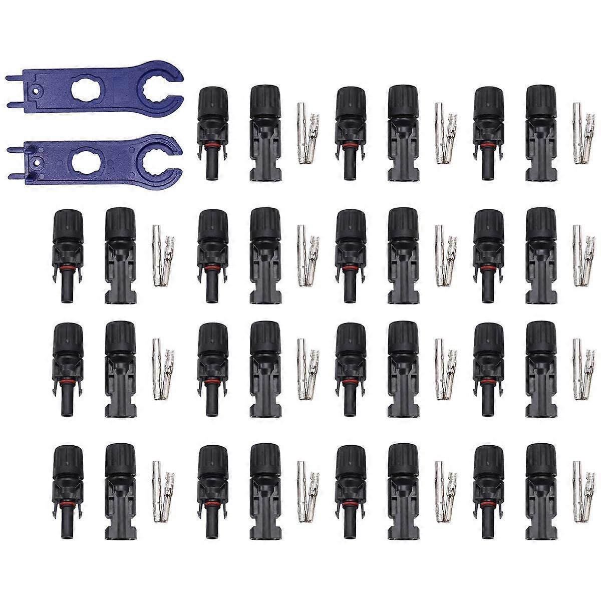 15 Sets -4 Connector Photovoltaic Connectors, Waterproof Photovoltaic Cable Connector