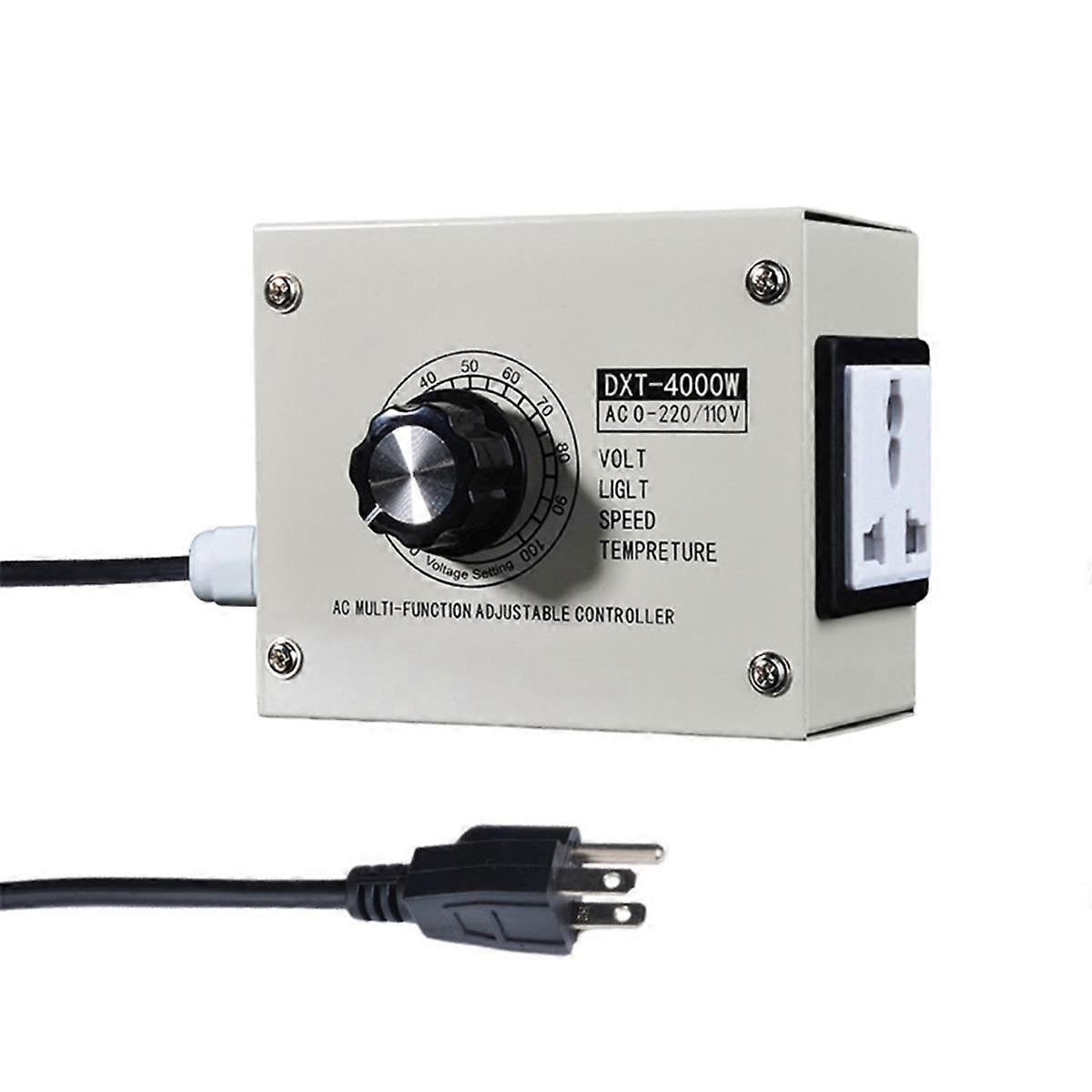 Adjustable Voltage Regulator 4000W SCR Adjustable Dimmer Speed Temperature Stepless Variable Speed Belt US Plug