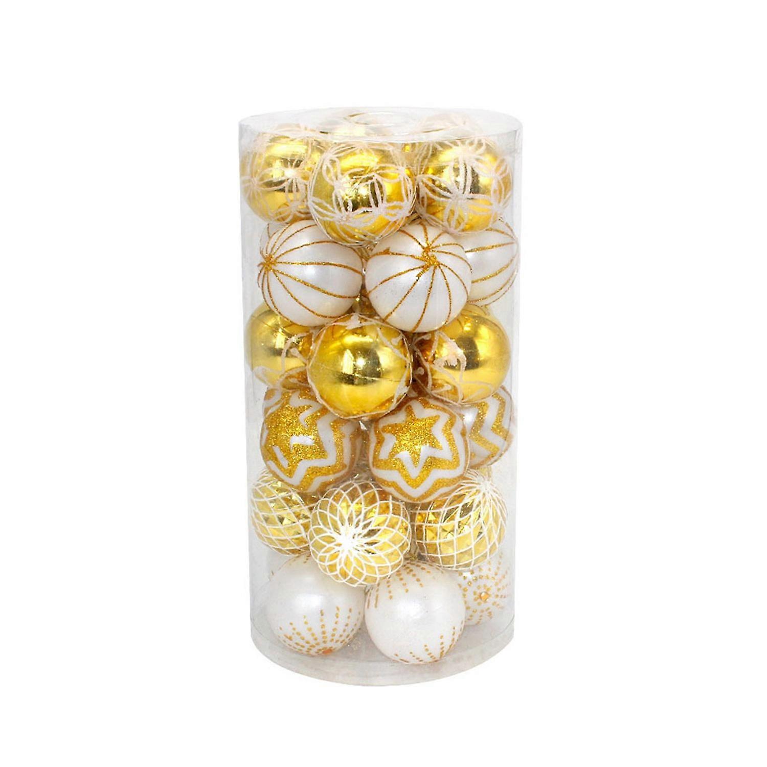 30Pcs Christmas Balls with Lanyard Vibrant Color Sparkling Shatterproof Decorative Christmas Tree