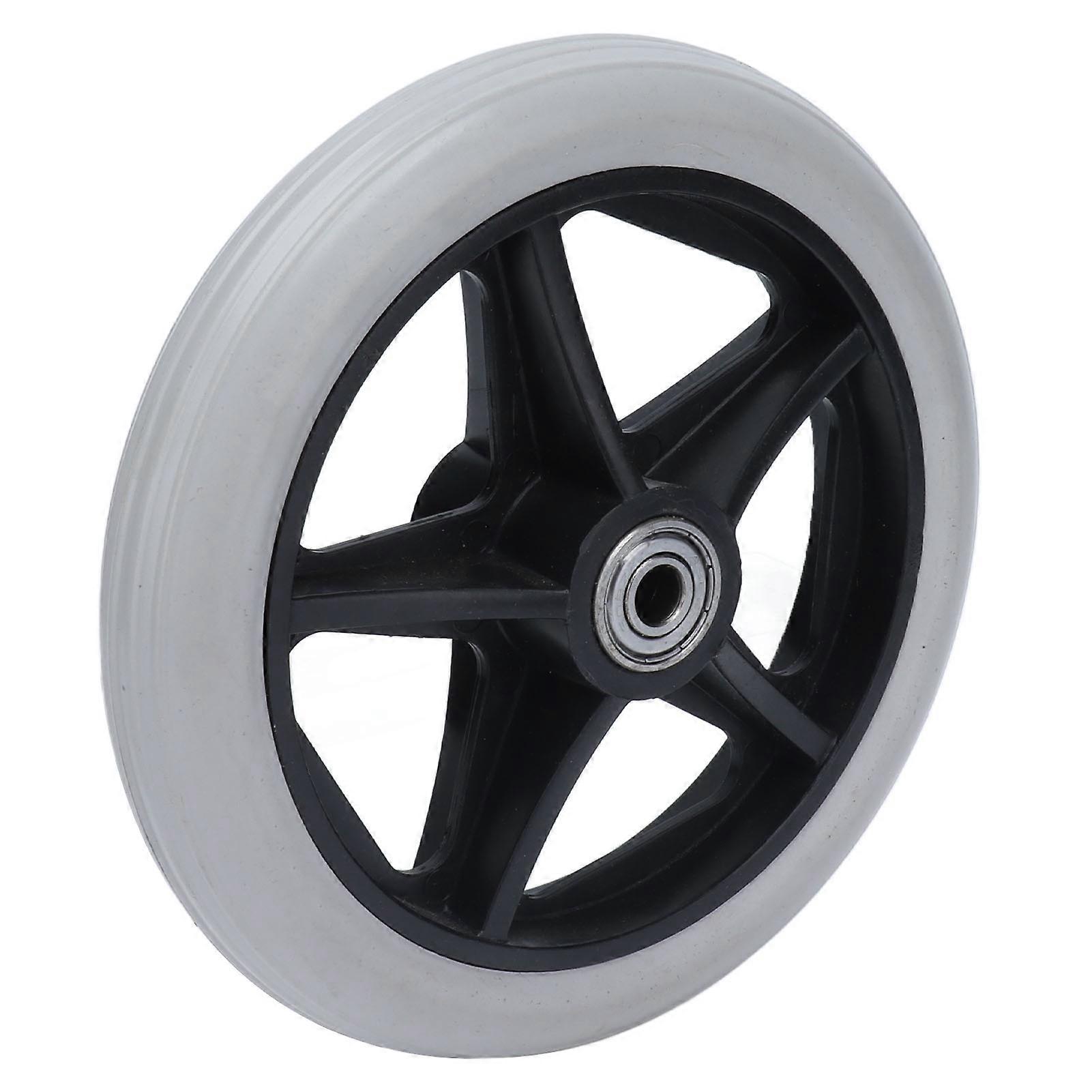 6in 5 Hole Solid Wheel PU Wheelchair Rollator Caster Hub Replacement 608ZZ Metal Bearing