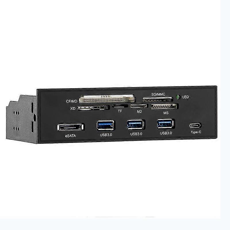 2024 5.25inch PC Computer Front Panel USB 2.0 Card Reader with 3 Ports USB3.0,Type-C,ESATA,,SD/MMC,XD,TF,M2,MS64G Reader