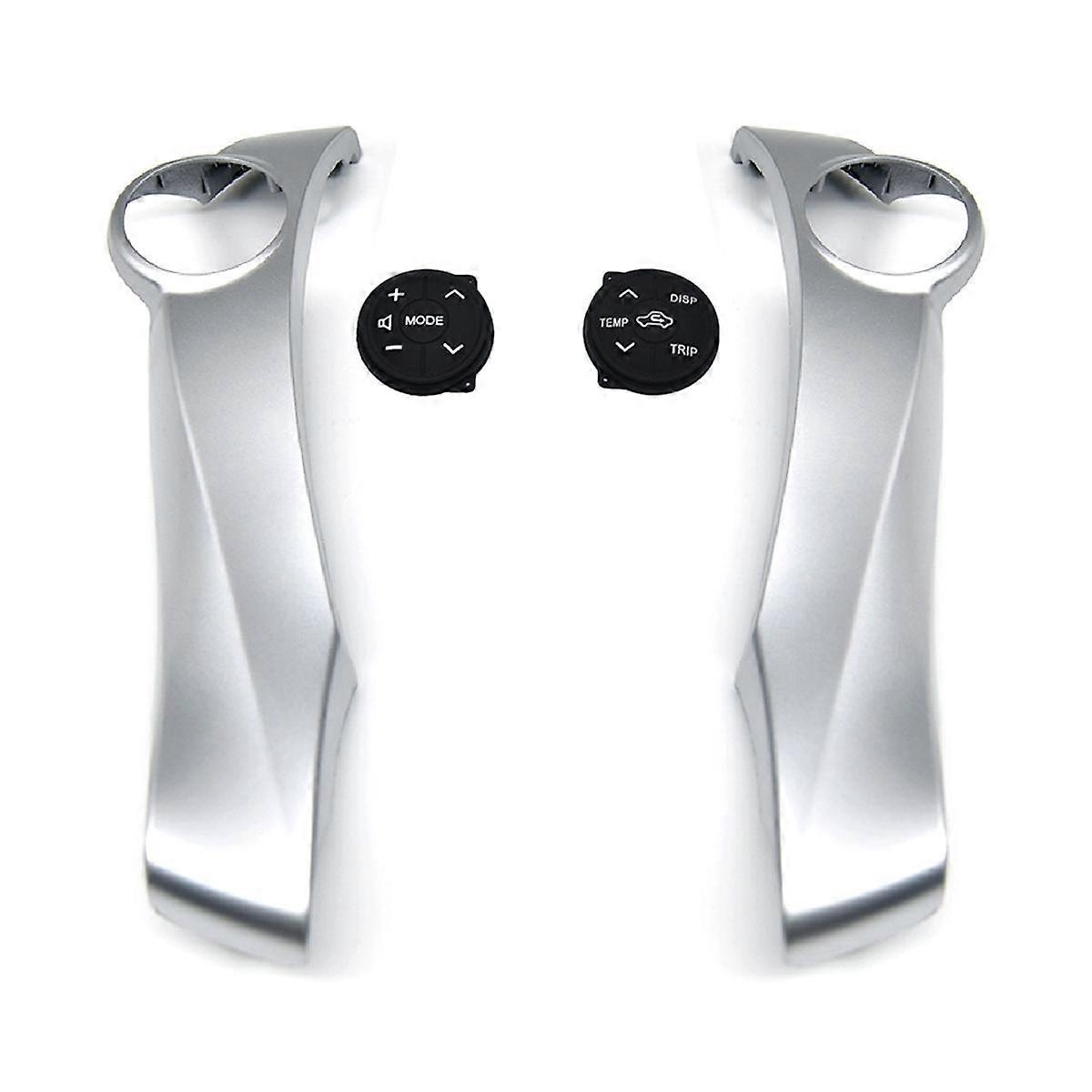 Car Steering Wheel Audio Control Switch Silver & Black Frame Trim for Toyota Prius 2011-2015 Control Buttons Black