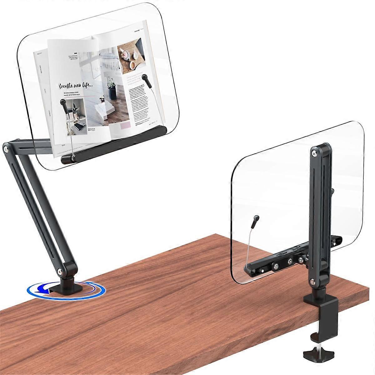 Desk Clamp Bookshelf for Reading, Ergonomic Design,Adjustable Height to 20 Inch with Swivel Base Cookbook Holder A