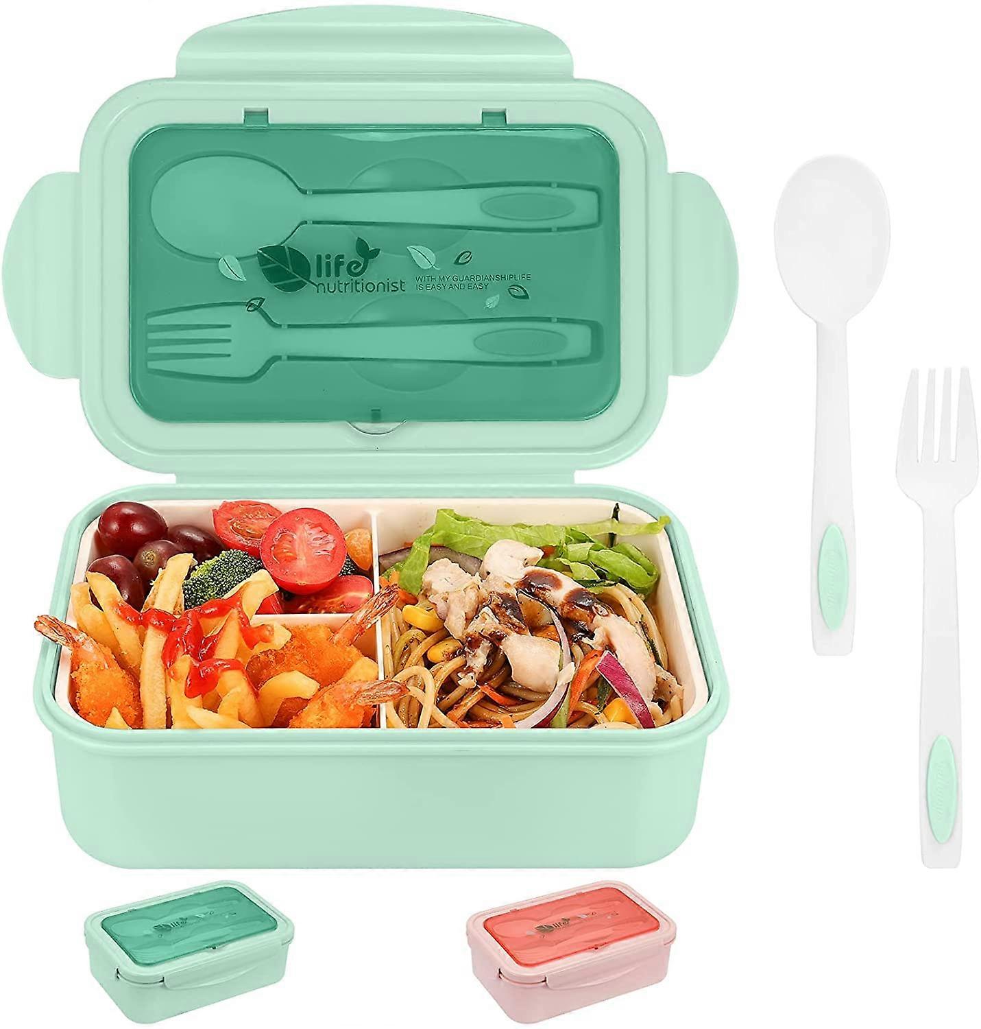 Lunch Box for Adults Kids, 1100ML Container Bento Boxes with Built-in Utensil Set, Leakproof, Dishwasher Safe Micro-Wave Safe