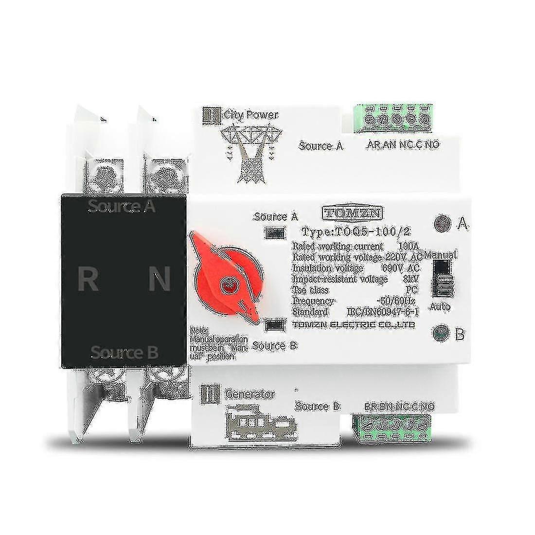 Tomzn Single Phase Din Rail Ats Dual Automatic Transfer Selector Ses Uni