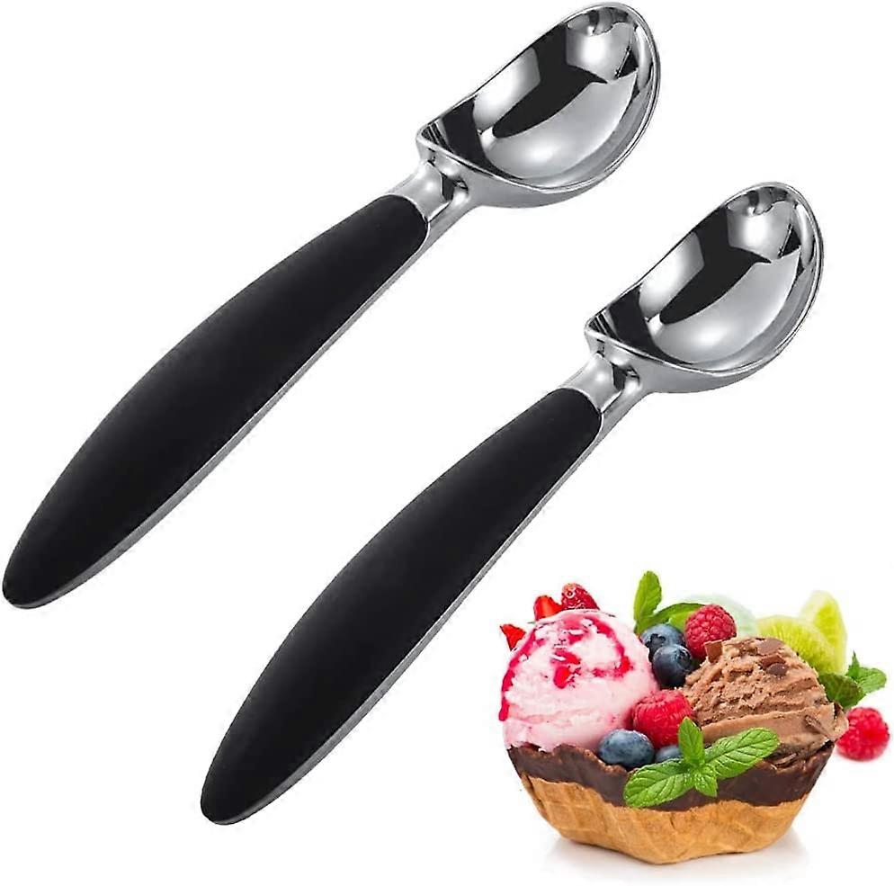 ZK- 2 pcs cream scoop, ice cream scoop, large ice cream scoop, stainless steel ice cream scoop with non-slip plastic handle for cookies and ice cream,