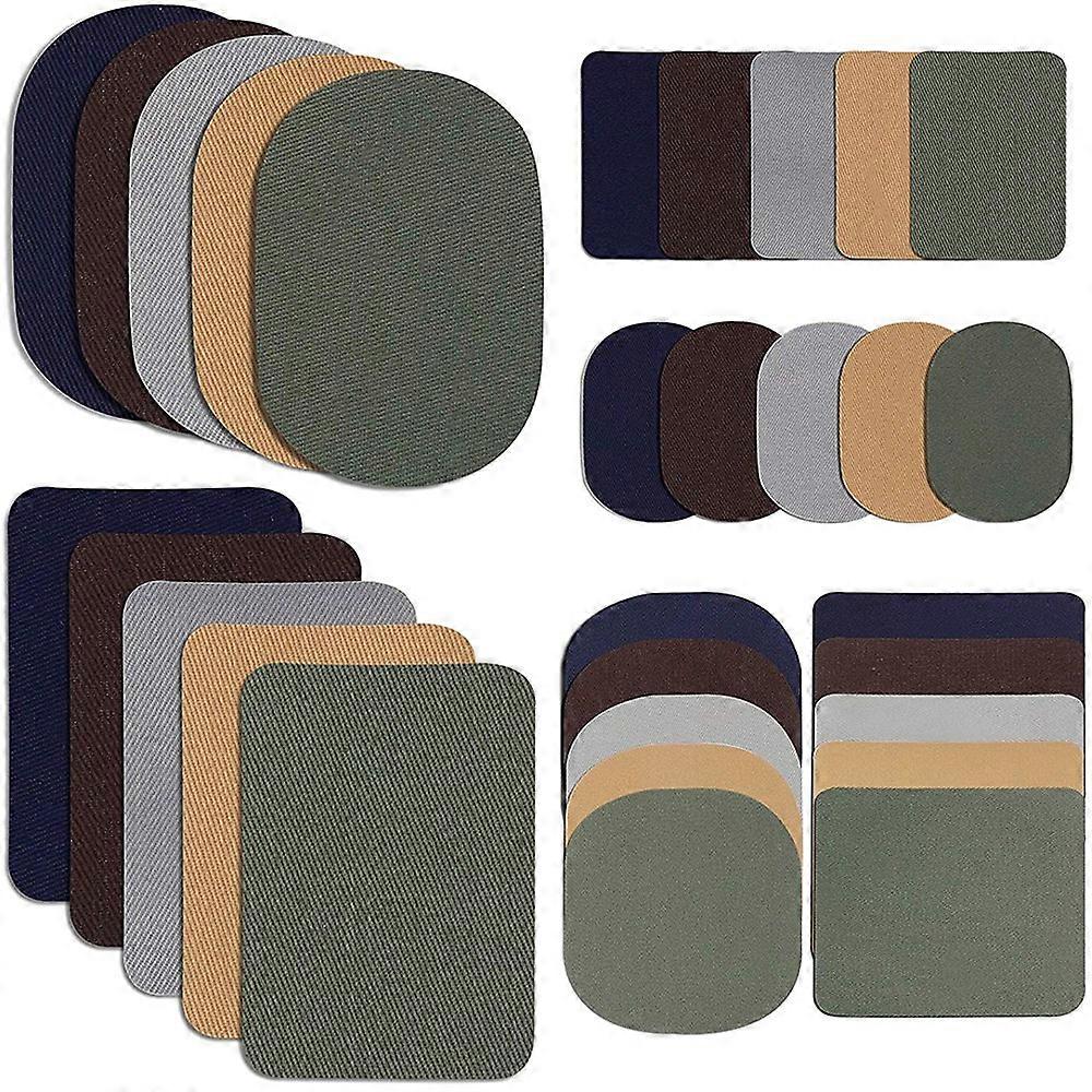 30 Pieces Iron on Fabric Patches Fabric Repair Patches Twill Clothing Repair Patch Kit for Jacket C