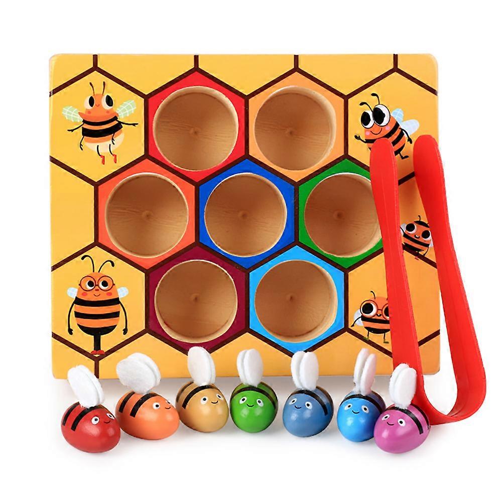 Colorful Wooden Bee Hive Matching Game Color Sorting Toy Early Education Gift for Children