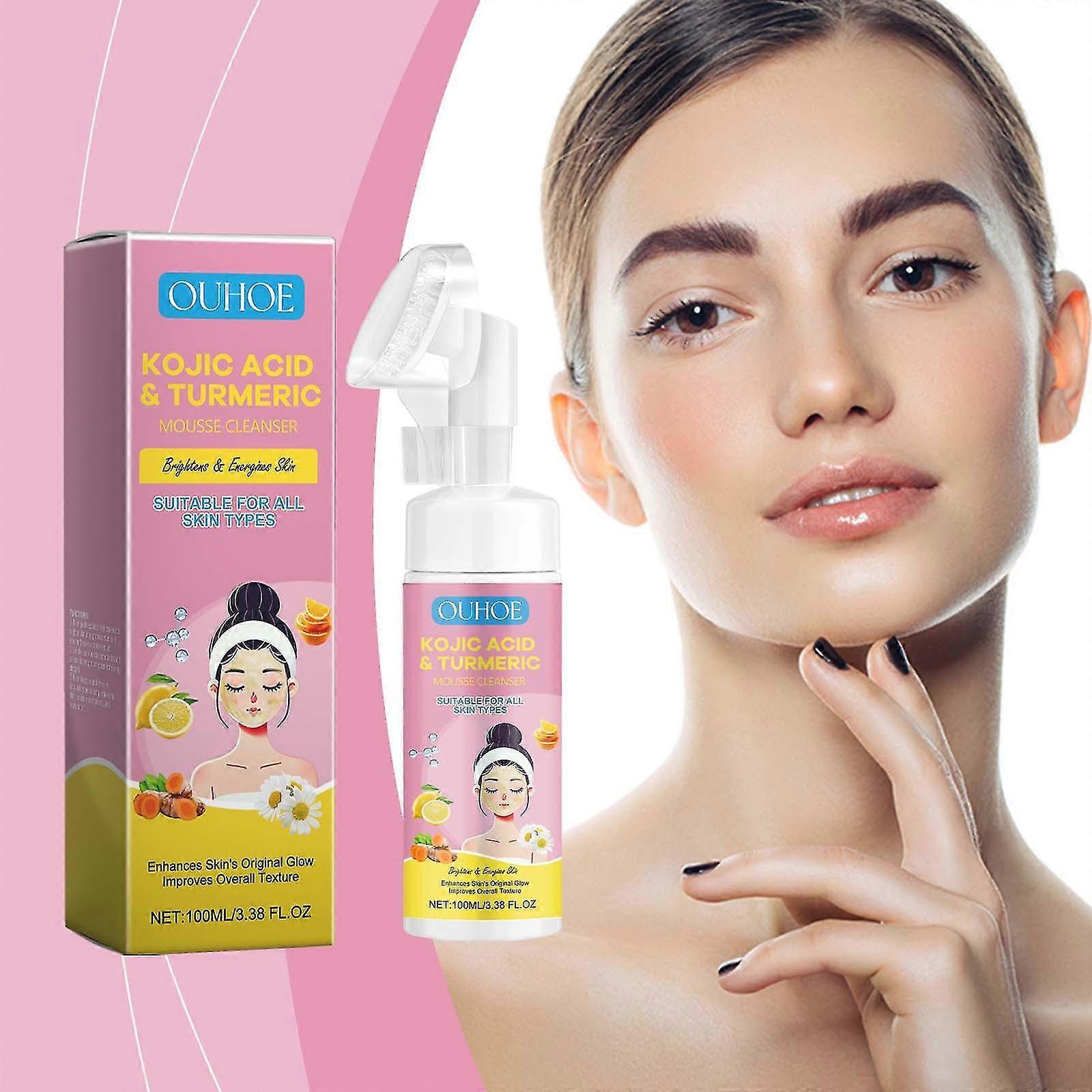 コウジック酸とターメリックムースクレンザー、顔用100mlクレンジングムース、コウジックアシッド&ターメリックムースフェイスウォッシュフェイシャルクレンザー