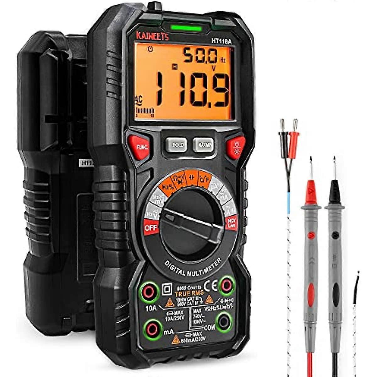 KAIWEETS Digital Multimeter TRMS 6000 Counts Voltmeter Auto-Ranging Fast Accurately Measures Voltage Current Amp Resistance Diodes Continuity Duty-Cyc
