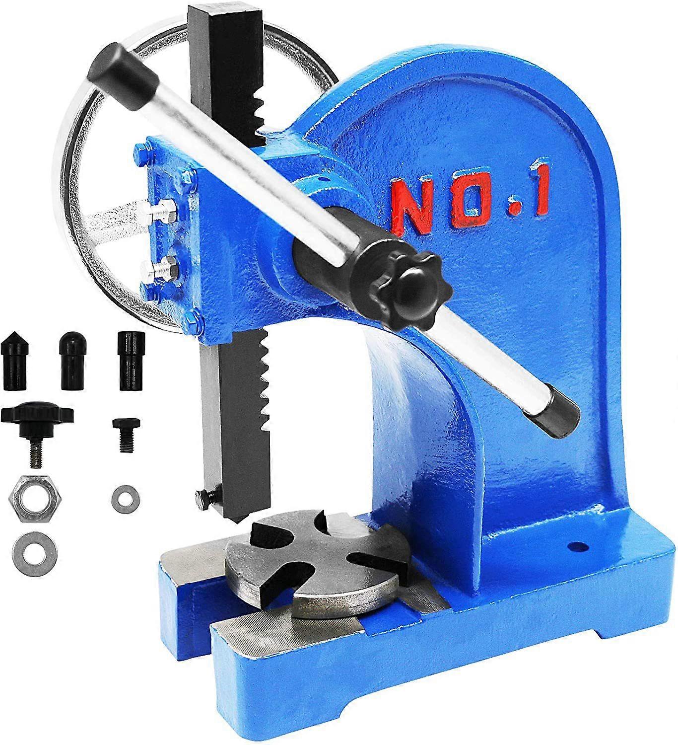 Manual Arbor Press 1 Ton, Heavy Duty Arbor Press with 4-5/8 Inch Maximum Height, Manual Desktop Arbor Press Cast Iron Material, for Riveting Punching