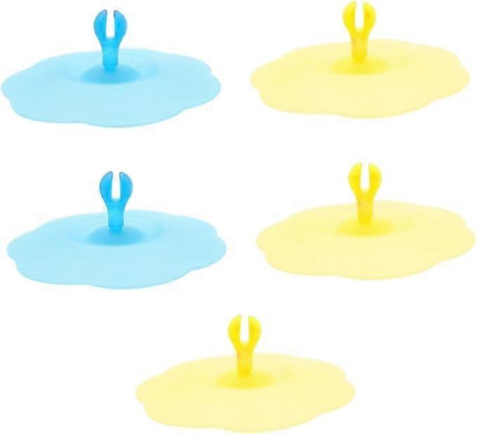 5pcs Silicone Mug Cover Hot Cup Lids Leakproof Drink Cup Random Color 4.06 inch