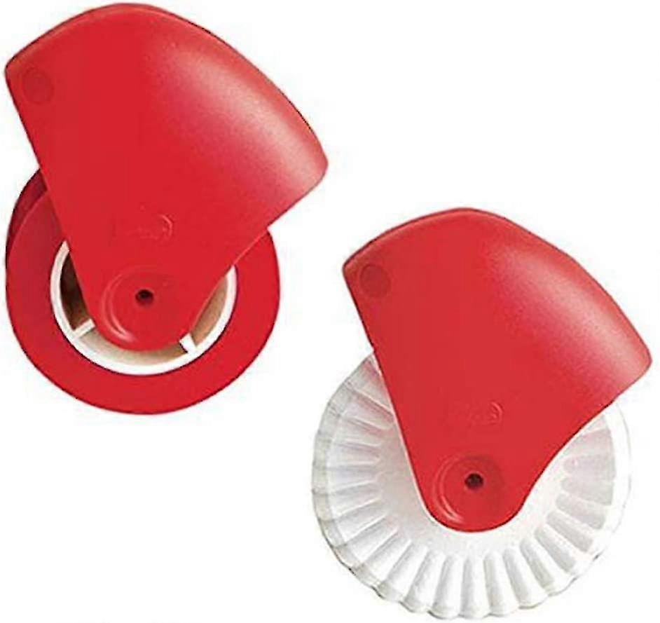 Pastry Cutter And Edge Decorator, Dough Cutter Baking Accessories Pizza Cutter, Plastic Wheel Roll 2 Pieces