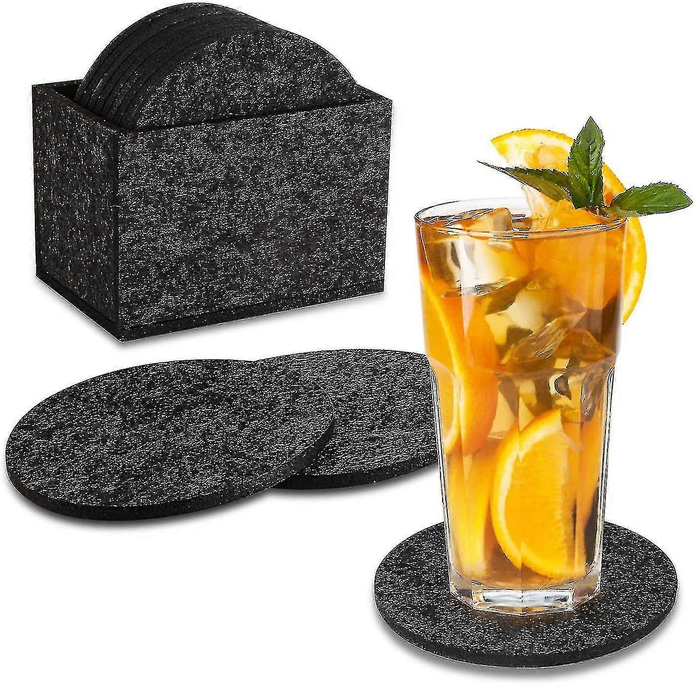 Felt Coaster, Round Beverage Coaster For Cups (dark Gray)