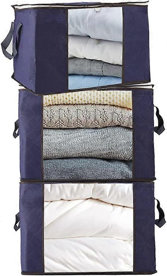 Clothes And Blanket Storage Bag Storage Bag 90l Large Capacity With Reinforced Handle And Thick Non-Woven Fabric For Bedding Foldable Breathable Close