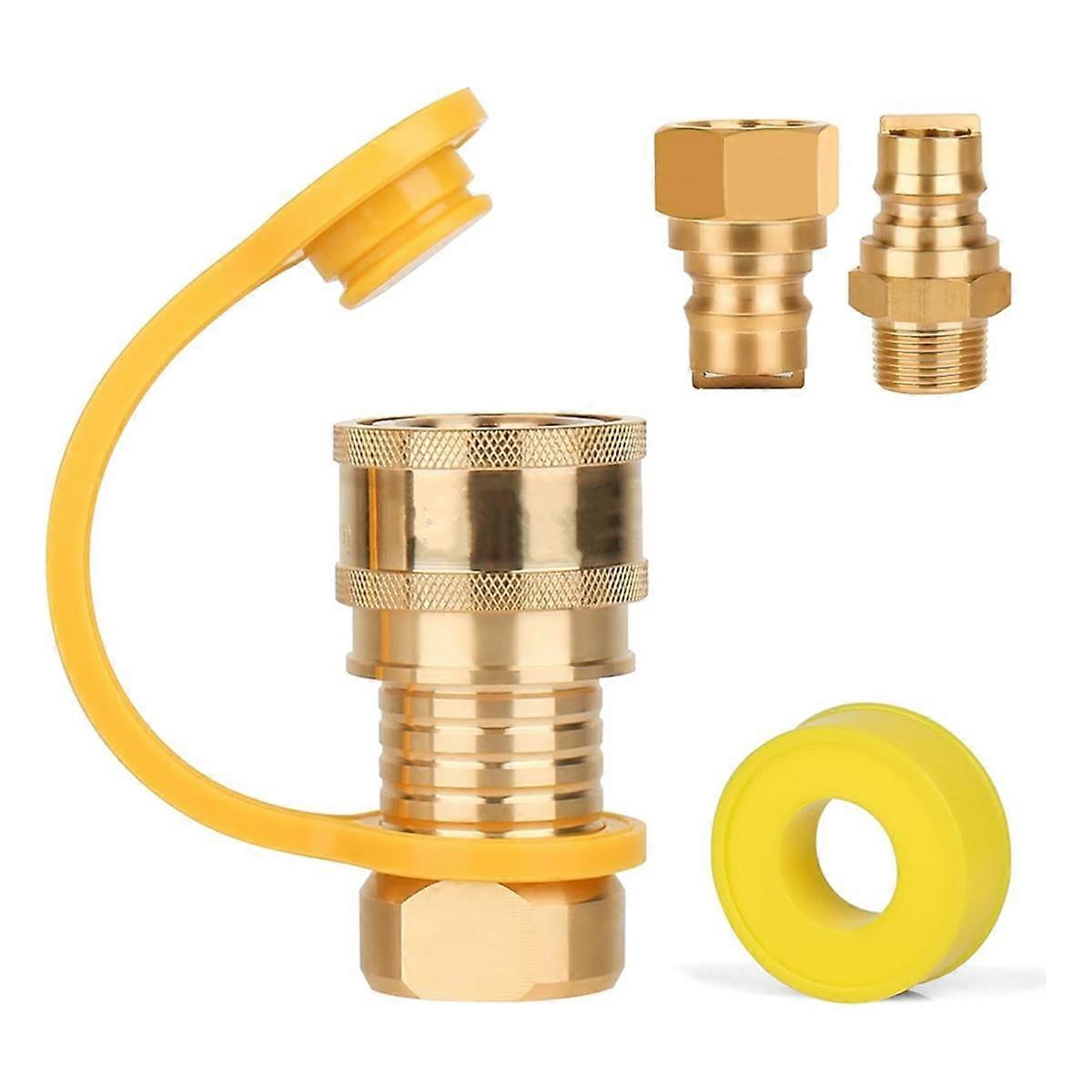 3/4 Inch Solid Brass Fitting Quick Connector, 3PCS Conversation for Pipe Natural Gas (3/4 Quick Con