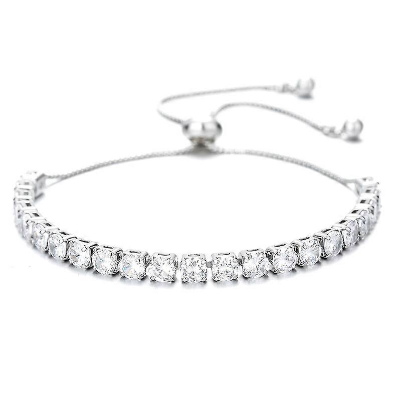 Sterling Silver Adjustable River Bracelet With Cubic
