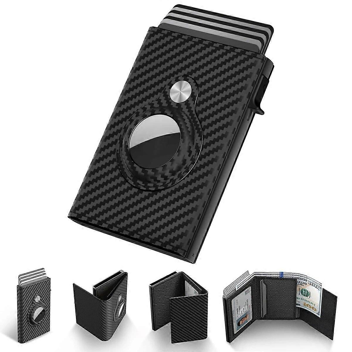 SEMORID Airtag Wallet For Men Pop up Card Case, Leather Smart Wallet With Banknote CompartmentRFID BlockingMini minimalist