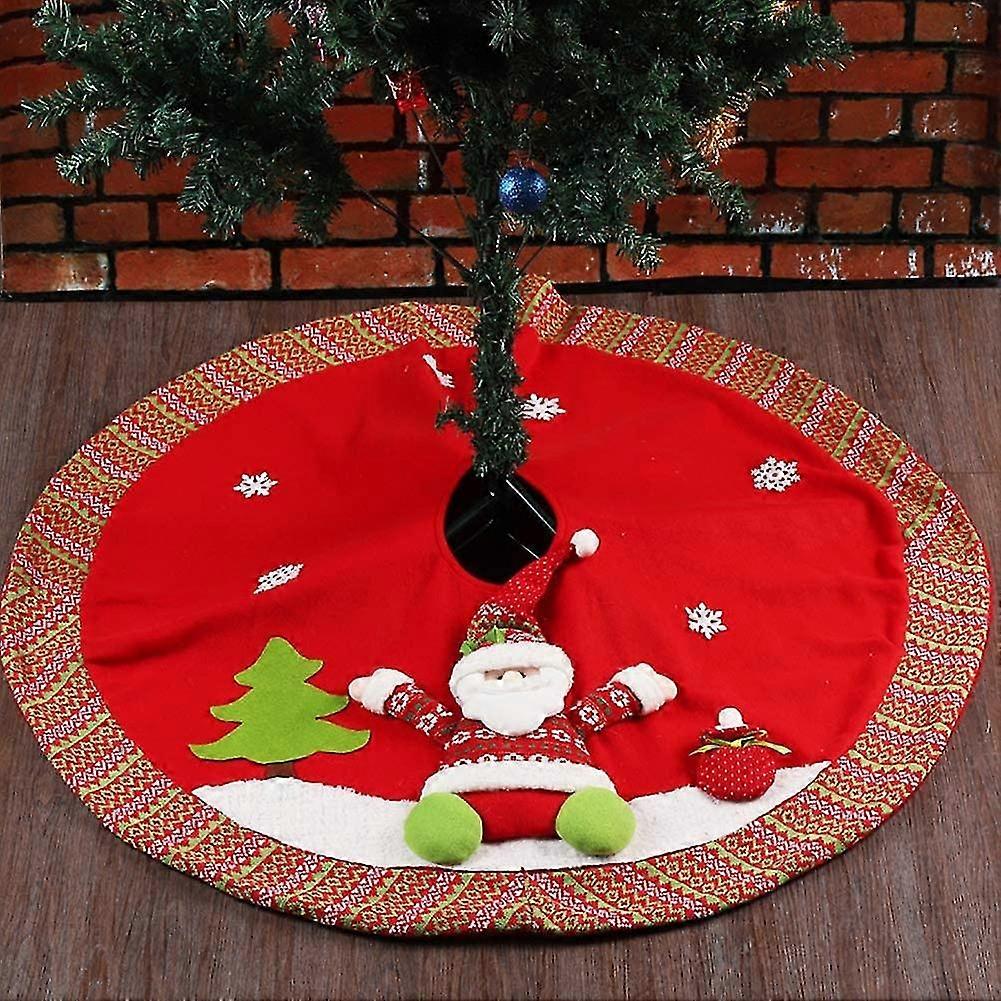 New Christmas Tree Skirt Base Cover Apron Wrap - Santa & Snowman Decoration