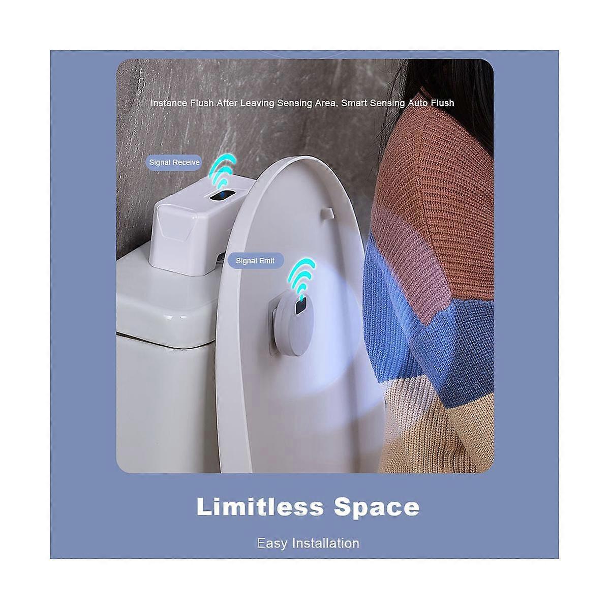 Automatic Toilet Flush Button+Wireless Transmitter Toilet Flusher Rechargeable Smart Toilet Flushin