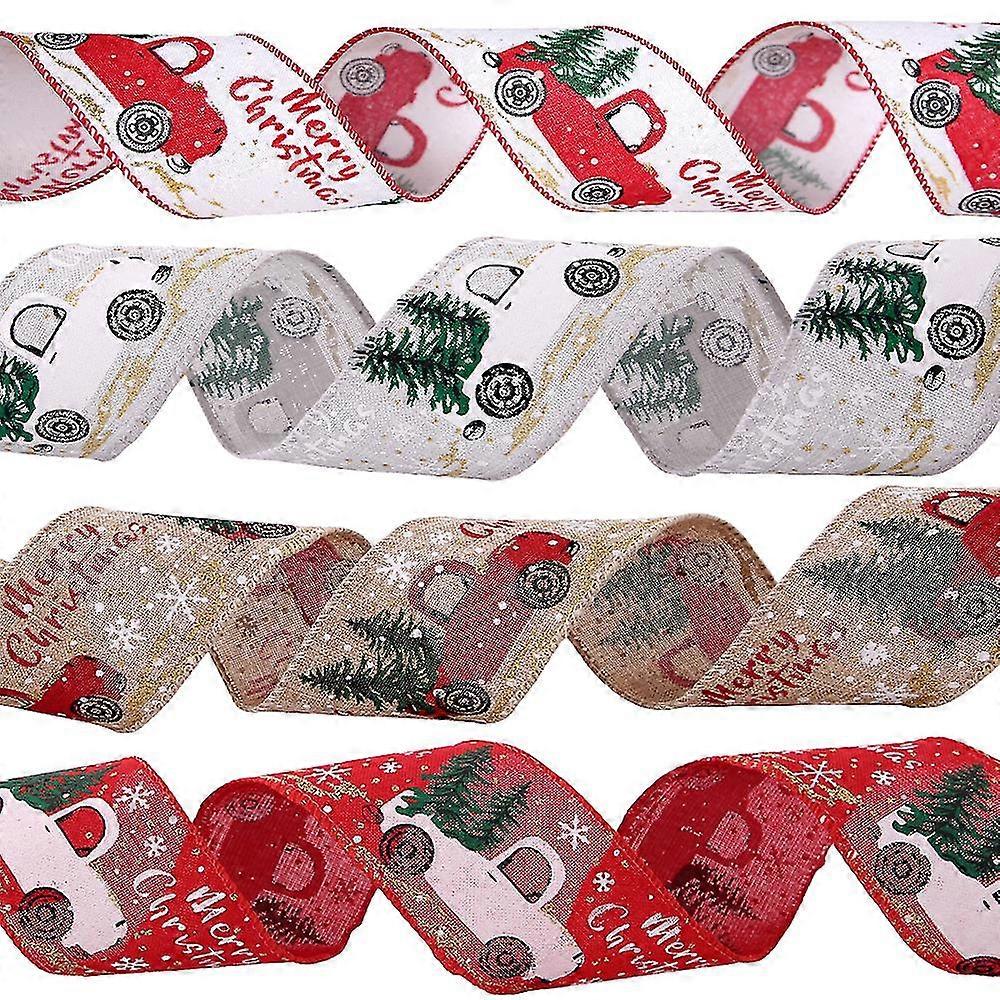 Christmas Ribbon For Gift Wrapping Wreath Bows Decor Rustic Fabric Ribbons
