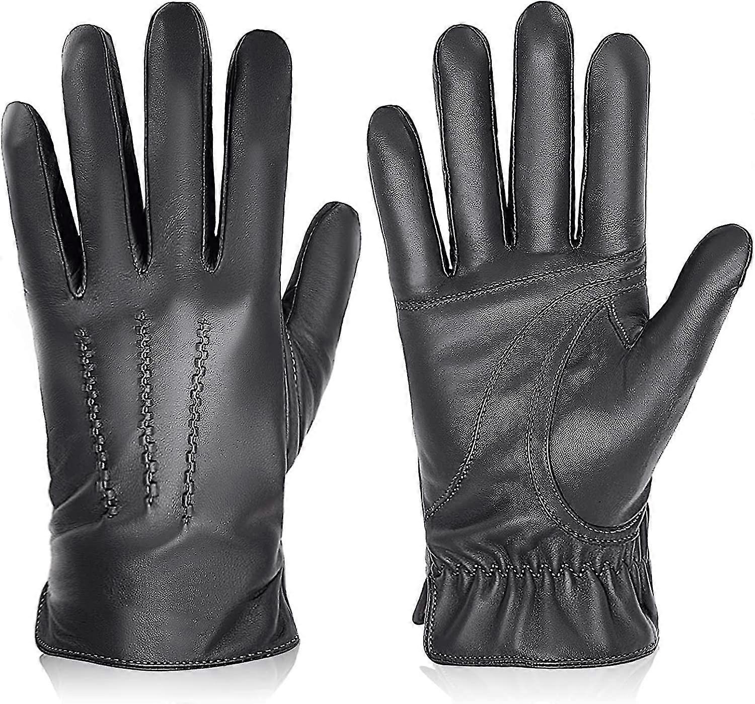 Winter Genuine Sheepskin Leather Gloves For Men. Touchscreen Texting Warm