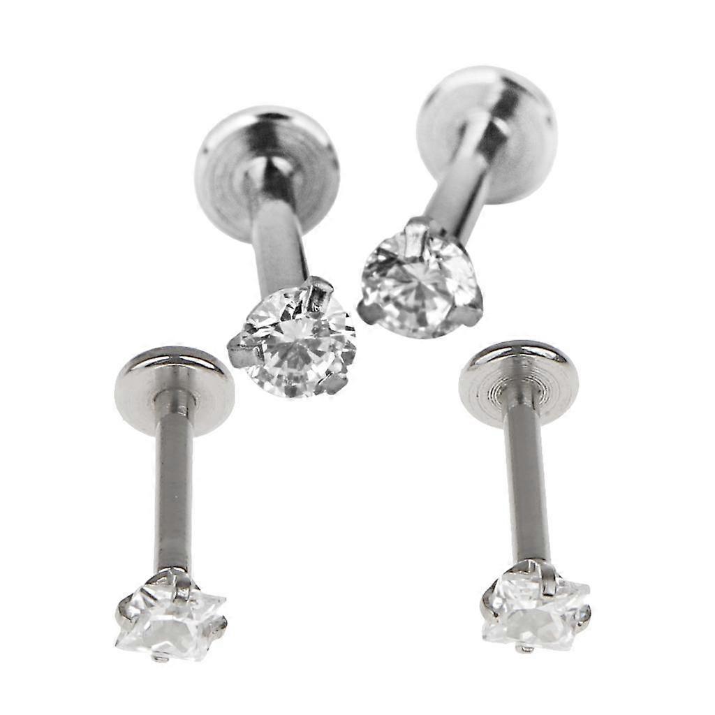 4 Pieces Silver Tragus Lip Ring  Ear  Stud Body Piercing 3mm