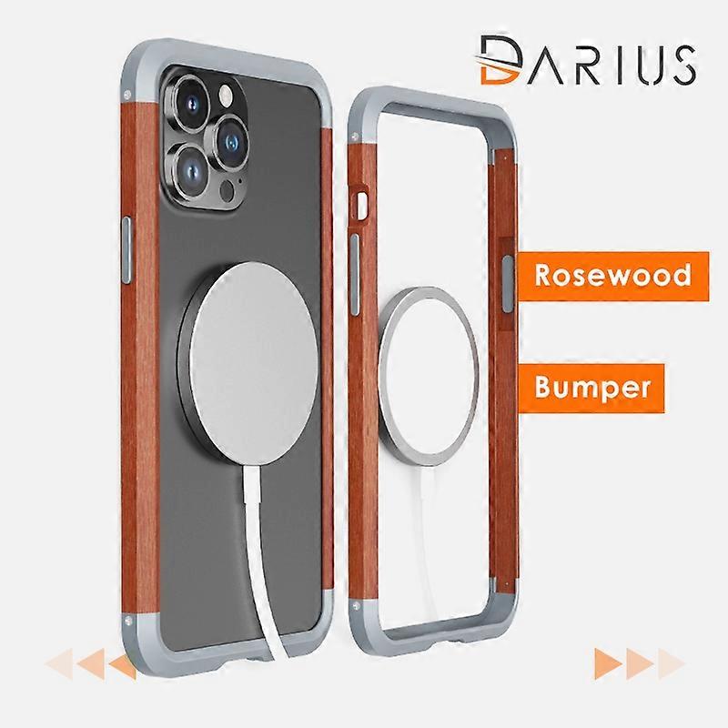 Wooden Metal Bumper Phone Cases For iphone 15 Pro