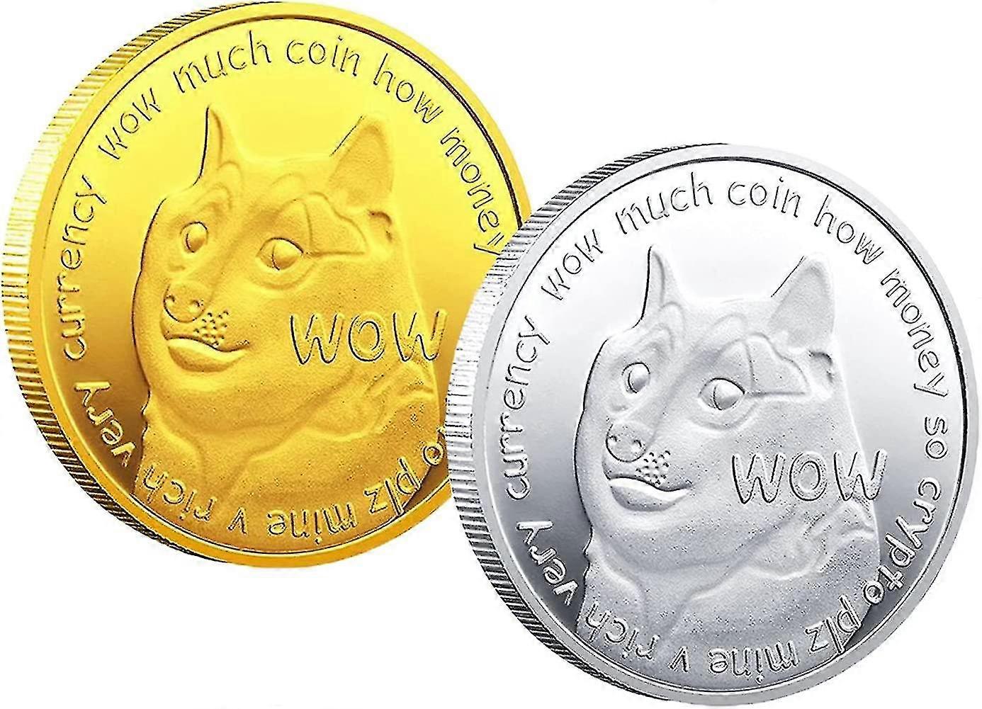 Συλλογή αναμνηστικών κερμάτων Dogecoin 2021 Συλλογή ασημένιων χρυσών νομισμάτων Νόμισμα Doge 2021 Κρυπτονόμισμα συλλεκτικό νόμισμα σε προστατευτική θήκη