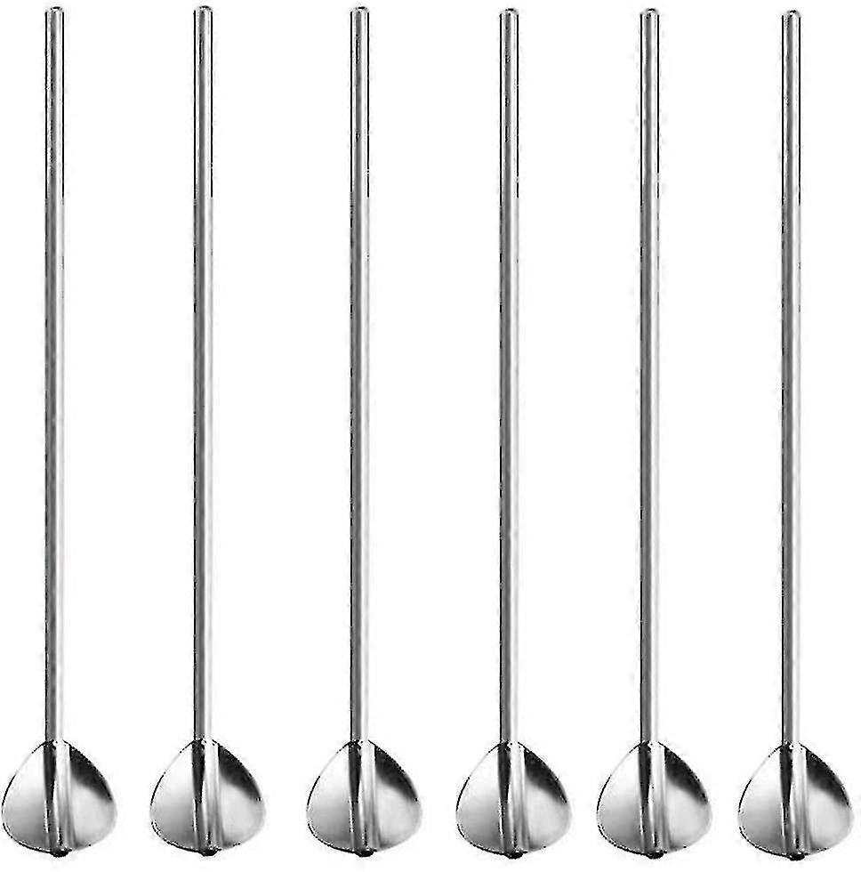 ステンレス鋼再利用可能なストロースプーンで作られた6個の飲むわらのスプーン